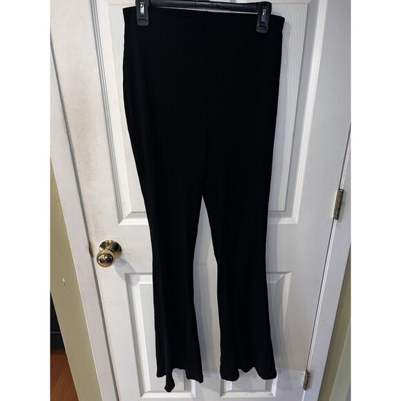 Missguided pants womens 10 pull on knit flared black ribbed stretch casual retro - Picture 5 of 5